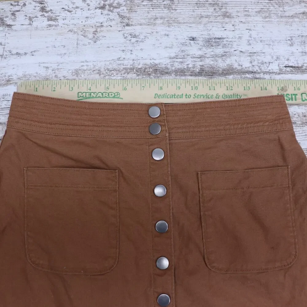 Madewell High Waist Snap Skirt Women Size 6 29x15 Burnt Siena Canvas Raw J3992